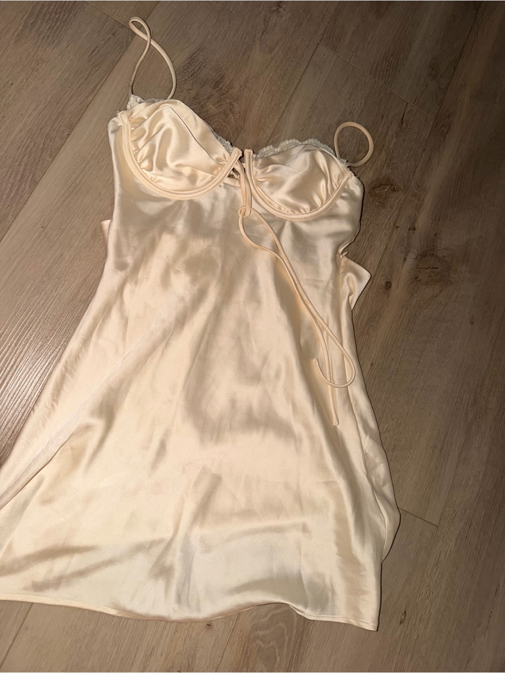 Princess Polly Cream Slip Dress with Lace Trim